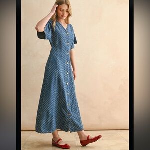 Miou Muse Polka Dot Denim Dress